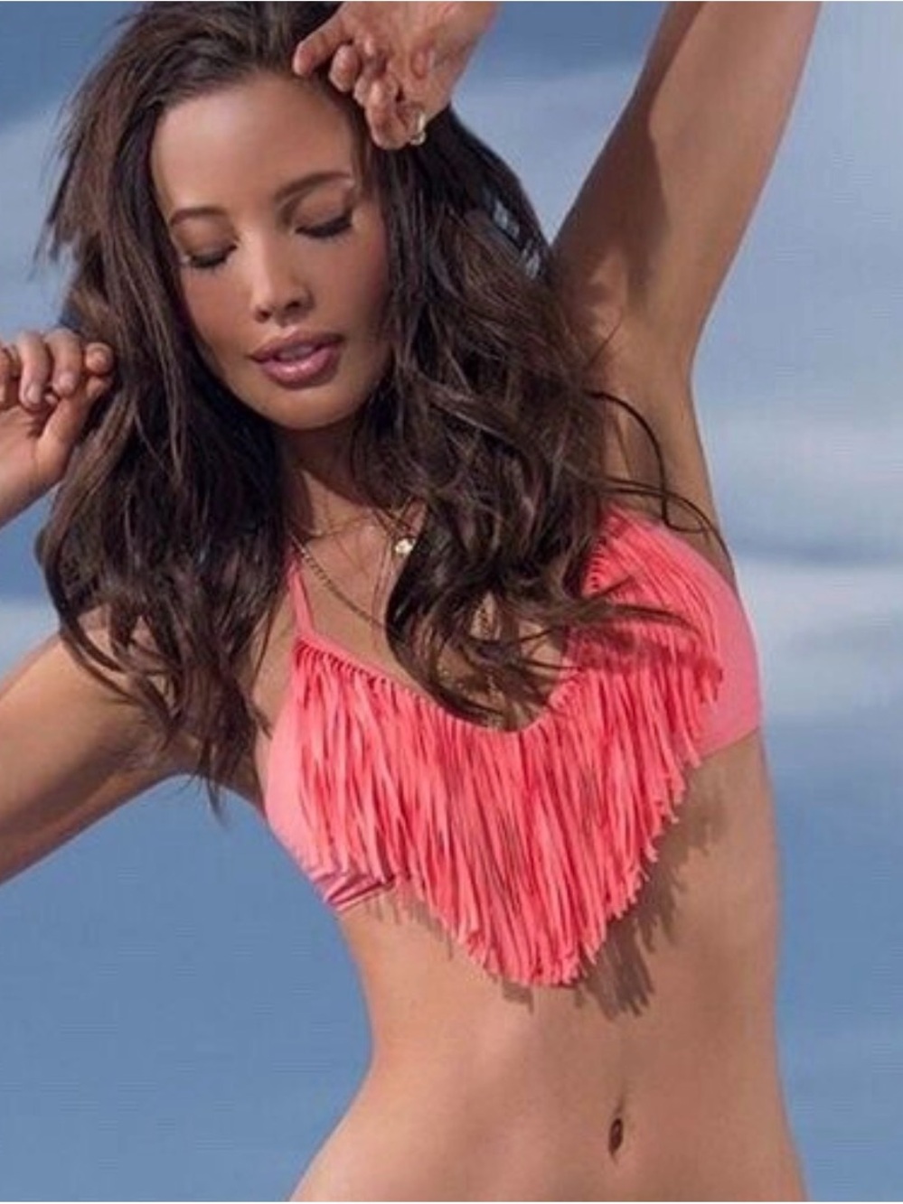 l*space Coral Fringe Bikini Top